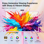 32" Portable Smart TV with Android 15, 1080P Touch Screen Monitor on Wheels, EDLA-Certified, 8GB+128GB Storage, 5MP Camera, 10H Playing Time, Rotatable Display, Wireless Casting, Voice Remote Control