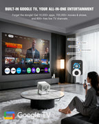 【Google TV & High Brightness】4K Outdoor Projector with WiFi and Bluetooth