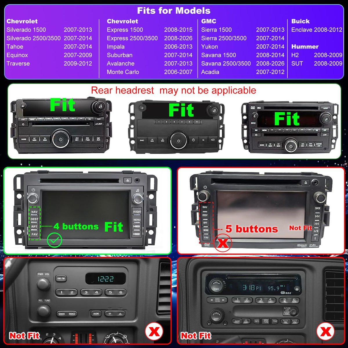 5GWifi Upgrade Car Radio for Chevy Express Van 1500/2500/3500 2008-2026, Savana 2008-2026, GMC Sierra Silverado 1500/2500/3500 2007-2014, 7"Touchscreen Stereo Apply Carplay Android Auto GPS FM Camera