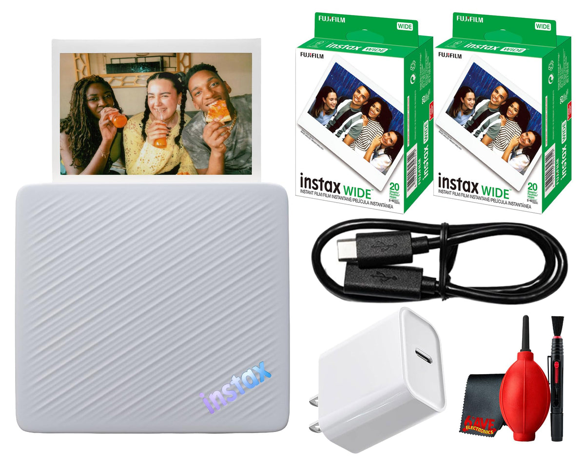 Fujifilm Instax Link Wide 2 Smartphone Printer Blue Bundle