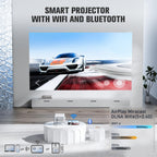 【Officially-Licensed APP】4K Mini Outdoor Projector with WiFi and Bluetooth, VOPLLS Smart Portable Movie Wireless TV Projector for Home/Gaming/Bedroom