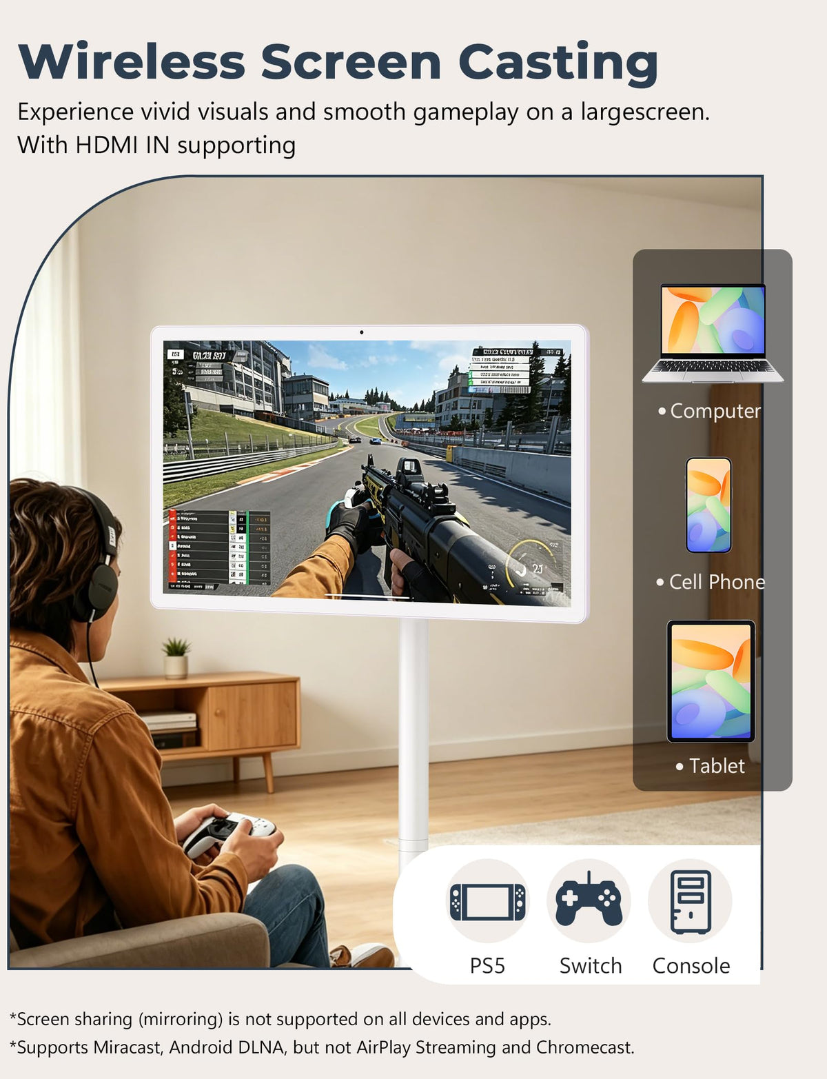 GFF Smart Portable TV, Touch Screen on Wheels, EDLA Certified, 1080P,22inch