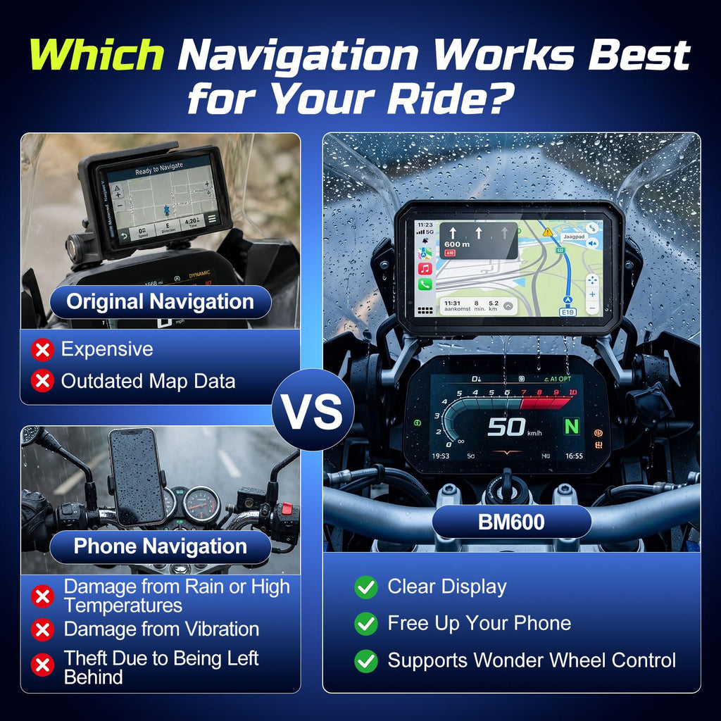for BMW Motorcycle CarPlay, Android Auto, Native Data, Wonder Wheel