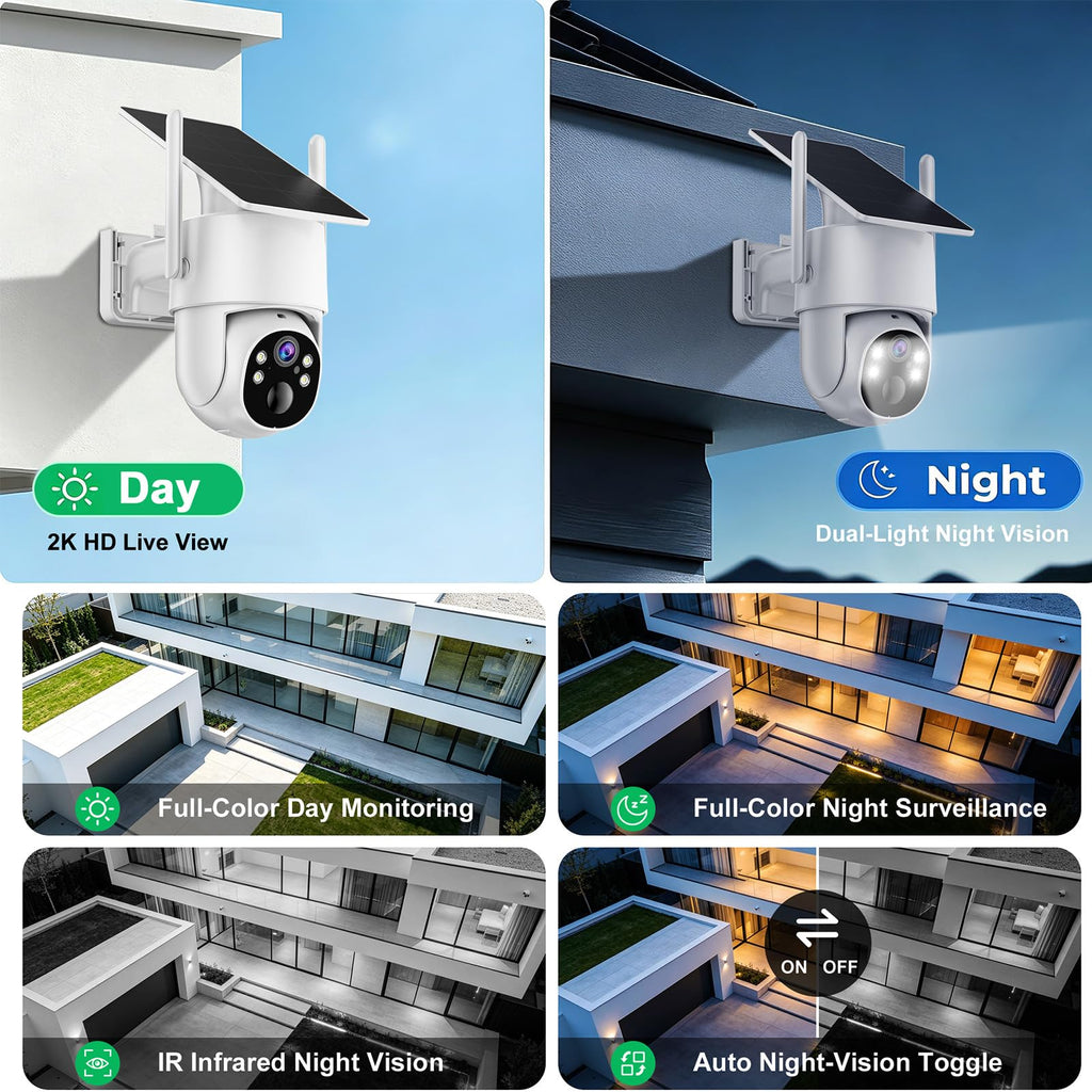VSKY 4G Cellular Security Camera, Lifetime Free Unlimited Data, 2K Pan Tilt