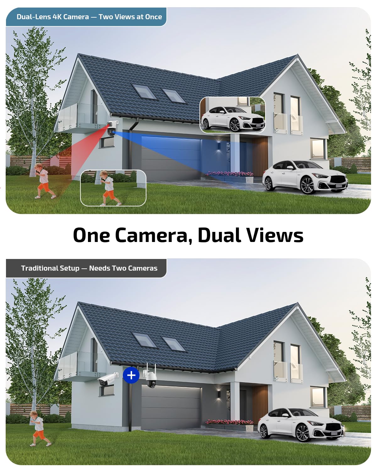 4K PoE Security Camera System Outdoor, PTZ Wired Video Surveillance Systems