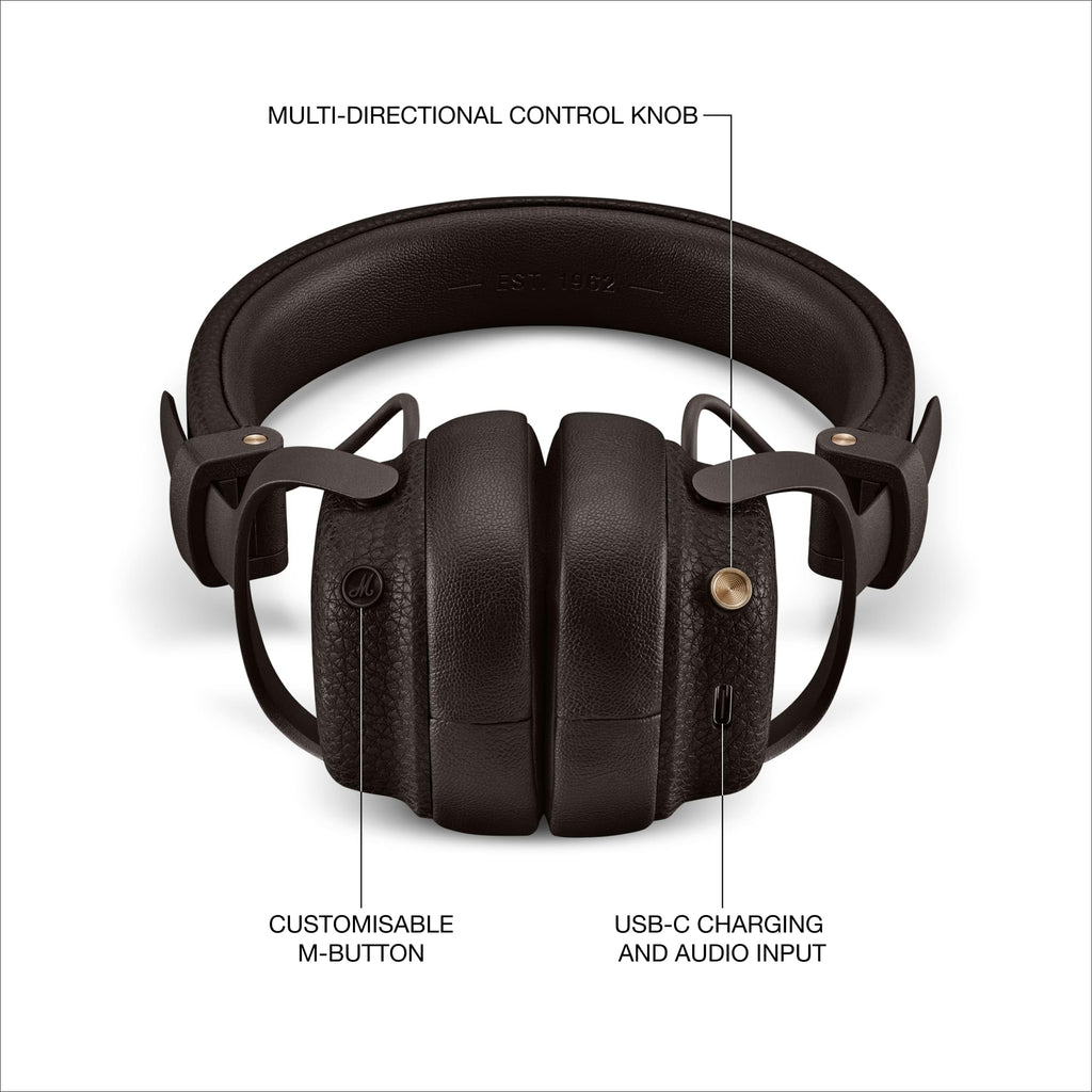 Marshall Milton ANC Wireless On-Ear Noise Cancelling Headphones - Brown