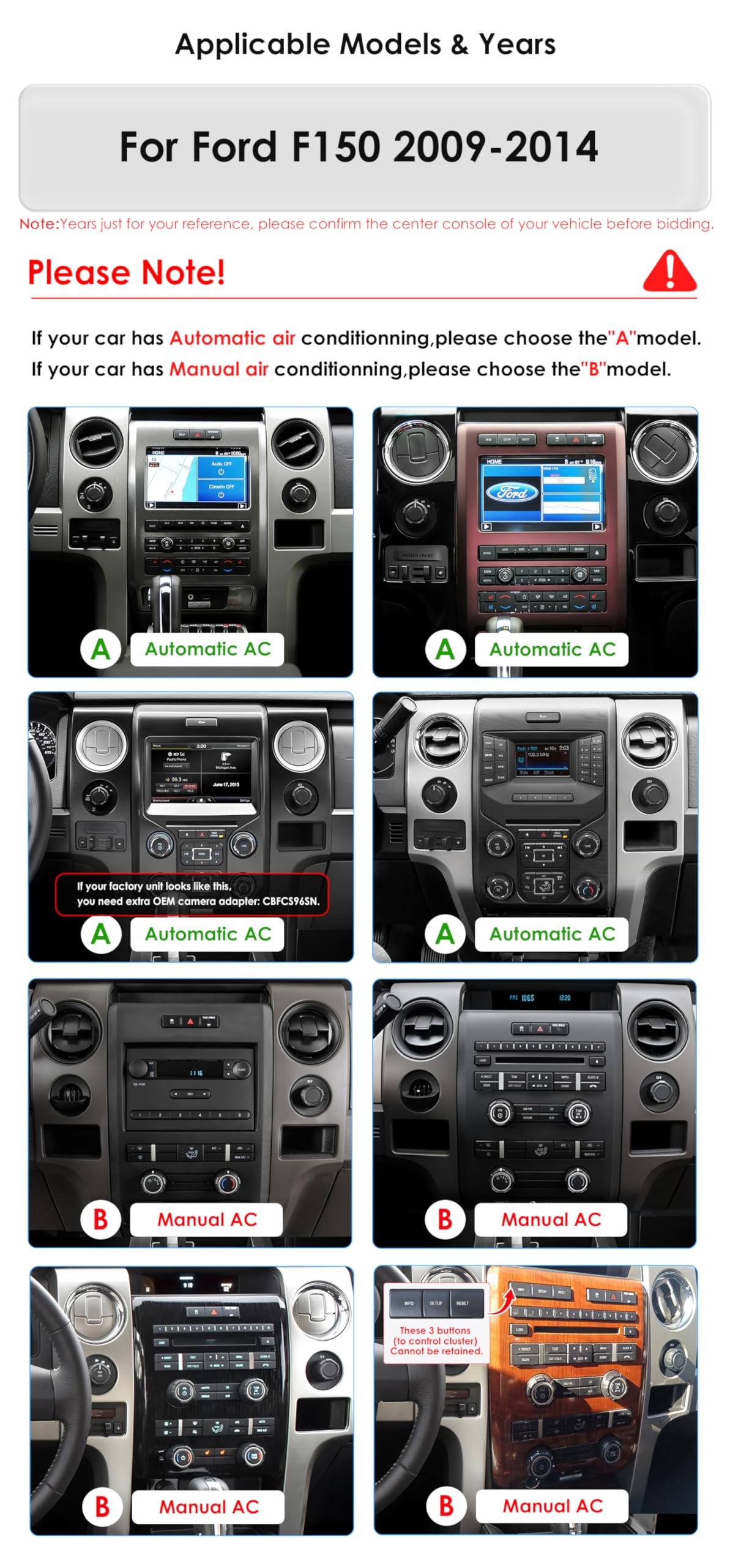 Android14 10.4 inch HD Touchscreen Car Radio Upgrade for F150 2009-2014 Wireless Carplay | Android Auto 2G+64G WiFi GPS Navigation Bluetooth 5.0 FM,SWC,Car Tablet