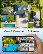 4MP Solar Security Cameras Wireless Outdoor, 64GB Local Storage