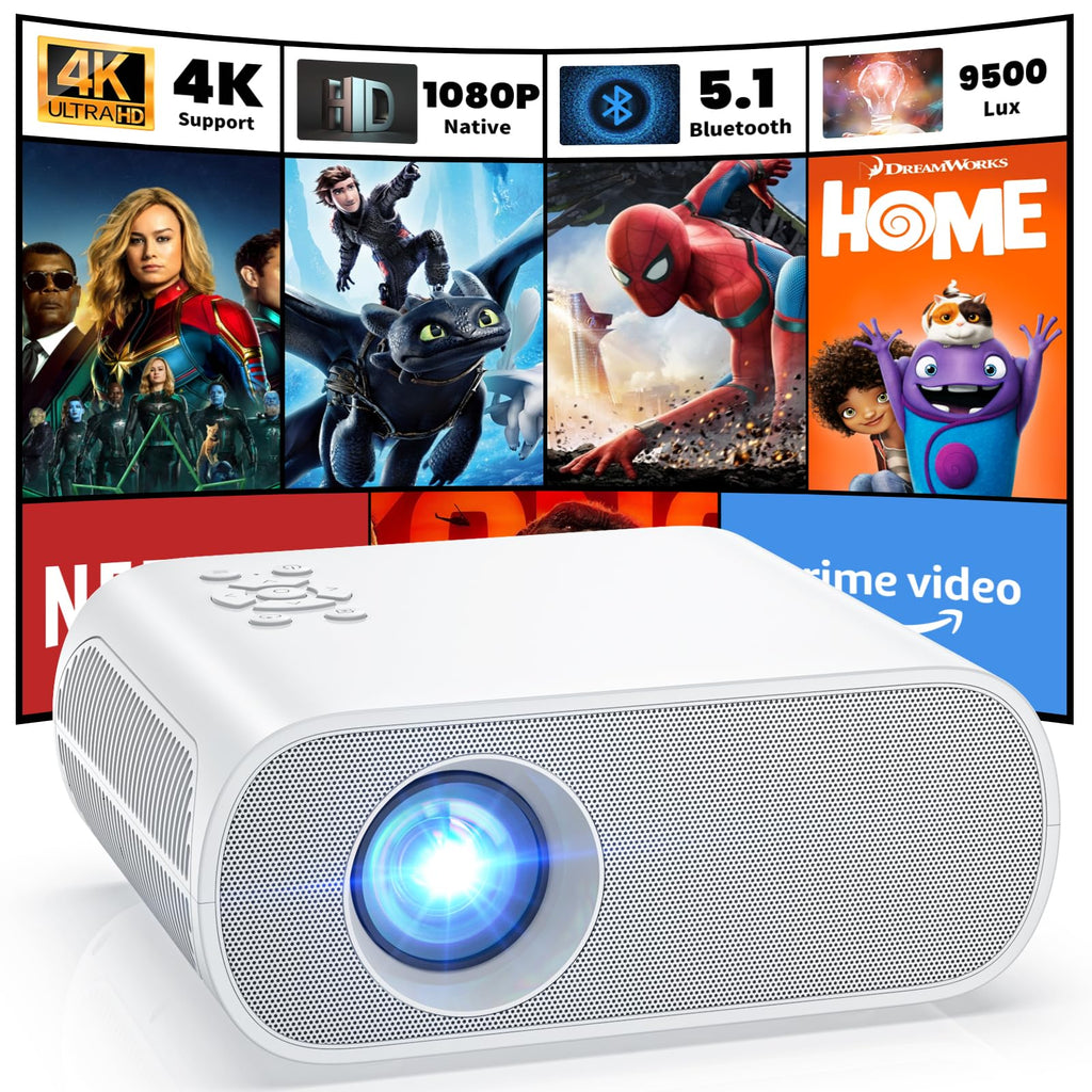 4K Projector with WiFi and Bluetooth, 1500 ANSI Google TV Projector