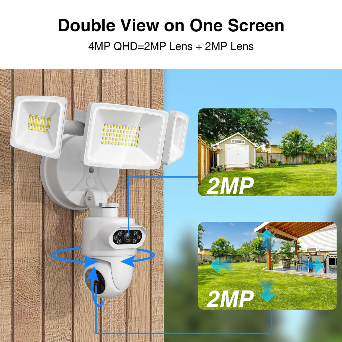 Onforu 360° Dual-Lens Security Floodlight Camera, Auto Tracking, 4MP