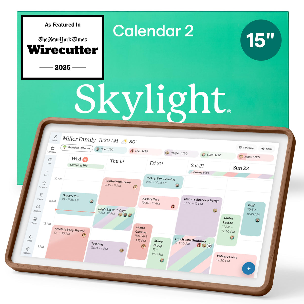 Skylight Calendar – 15" Touchscreen Digital Calendar & Chore Chart, White