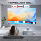 【Officially-Licensed APP】4K Mini Outdoor Projector with WiFi and Bluetooth, VOPLLS Smart Portable Movie Wireless TV Projector for Home/Gaming/Bedroom