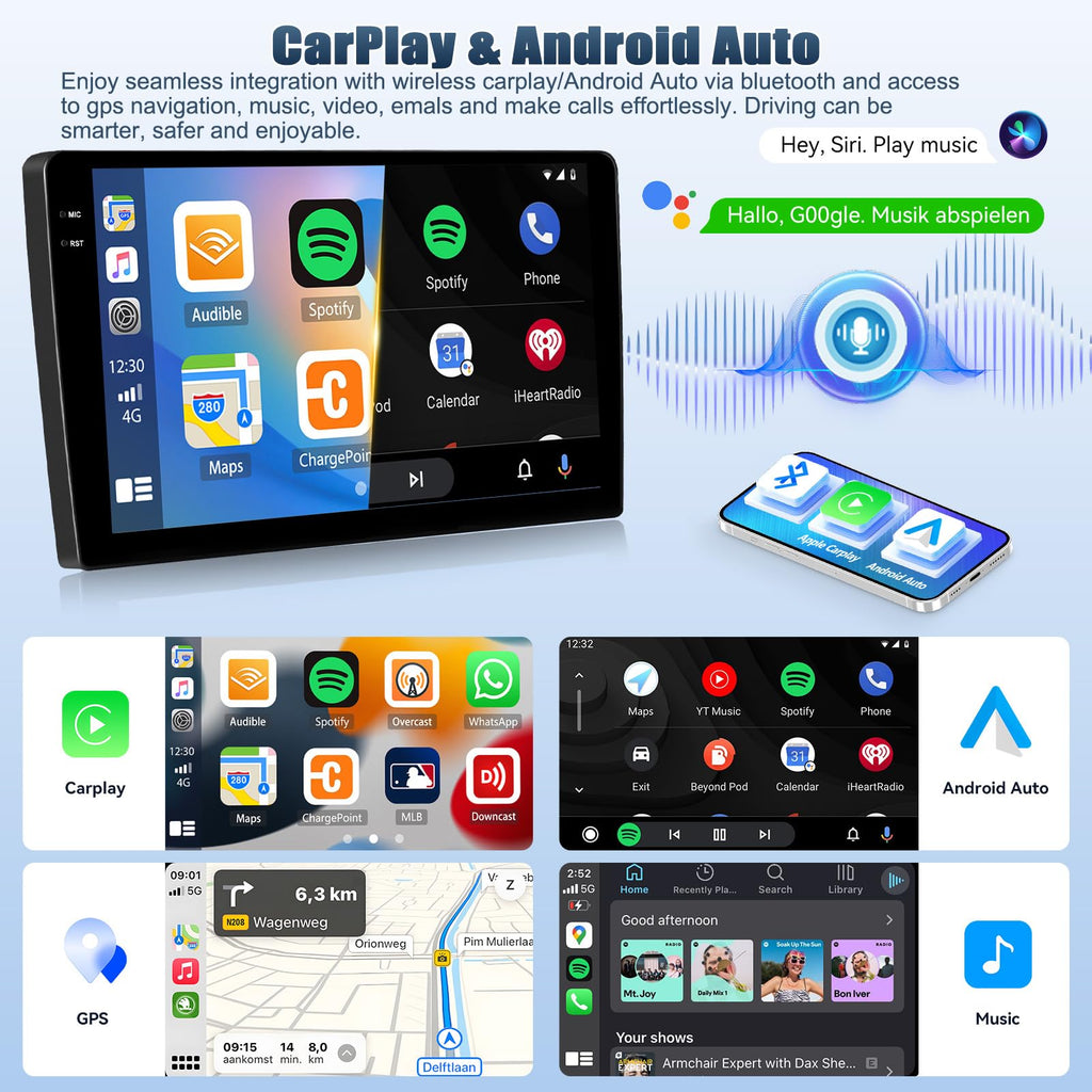 SIXTOP 4G+64G Android Car Stereo Radio for Jeep Cherokee Sport 2014-2018 Wireless CarPlay Android Auto Bluetooth 5.0 GPS Navigation 10.1 Inch HD Touch Screen FM/RDS WiFi 32EQ SWC AHD Backup Camera