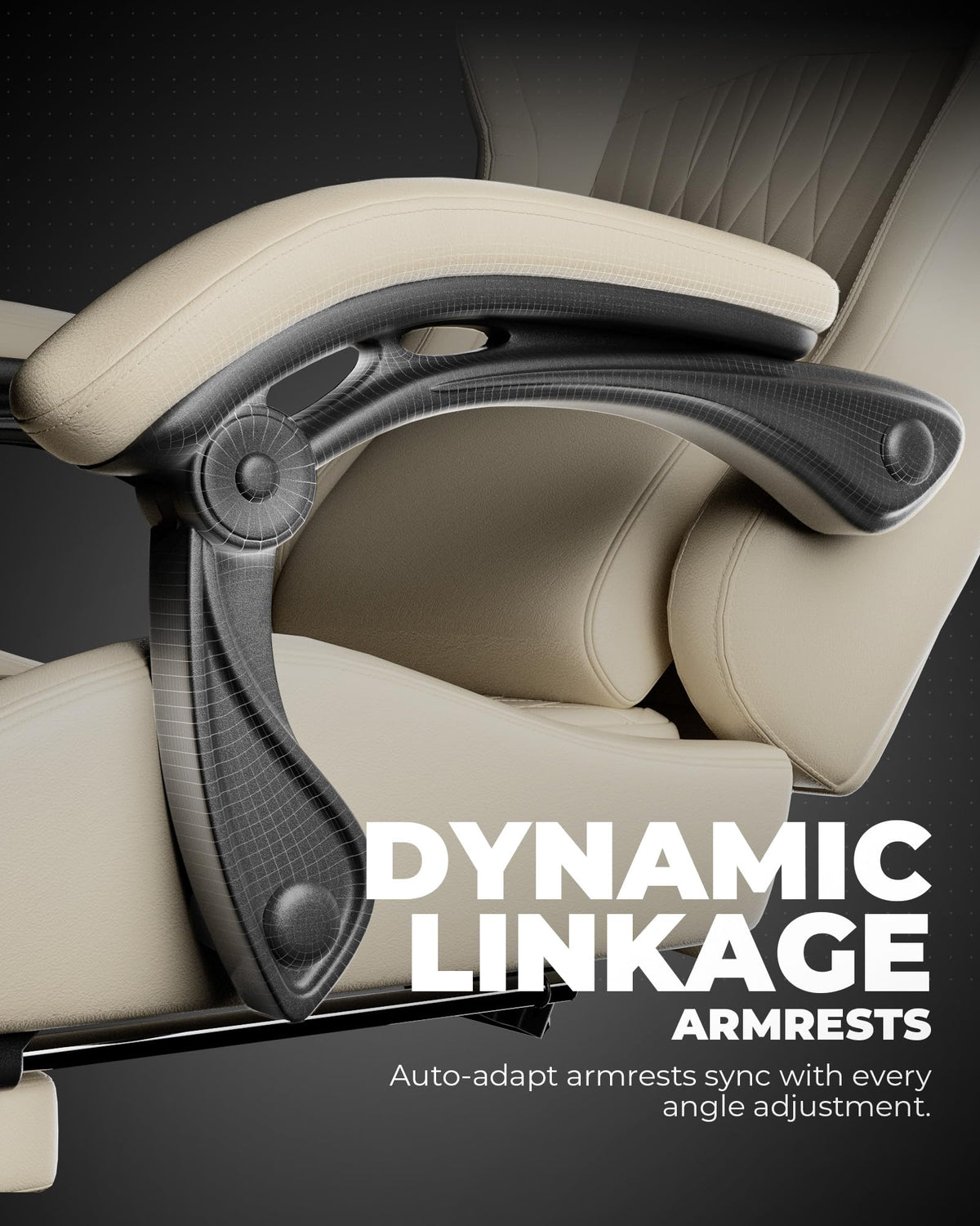 GTPLAYER Gaming Chair with Speakers ACE-PRO, Computer Video Game Chairs with Footrest for Adults, Built-in Speakers, App Support & Bluetooth Control, Ergonomic Reclining Silla, Linkage Armrest, Ivory