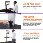 Victor High Rise Electric Sit-Stand Standing Desk Converter with Single Monitor Stand - Height Adjustable Office Desk Workstation for Home, 28" x 23" Work Surface, Black