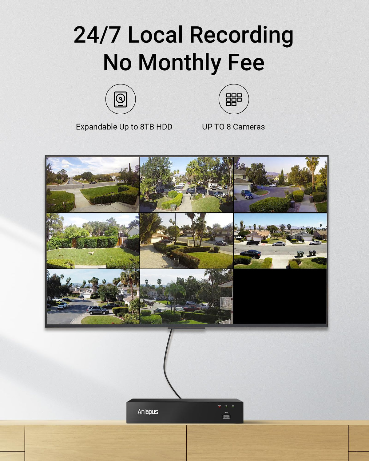 Anlapus 8CH 3K Lite Security Camera System, 4X 1080P CCTV Cameras, No HDD