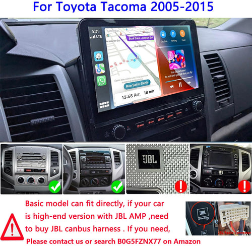 10.1 inch Car Radio Stereo Upgrade for Toyota Tacoma 2005-2015 with Wireless CarPlay/Android Auto/Touch Screen/SWC/GPS Navigation/BT/WiFi FM Backup Camera Physical Button Volume Knob