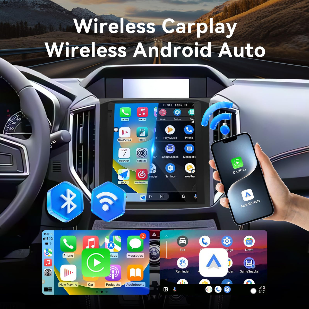 Android 14 Car Radio Compatible with Subaru XV/Crosstrek 2018–2021,4G+64G,9.7" Touch Screen Car Stereo with Wireless Carplay&Android Auto,FM/GPS/SWC/Mirror Link/Backup Camera