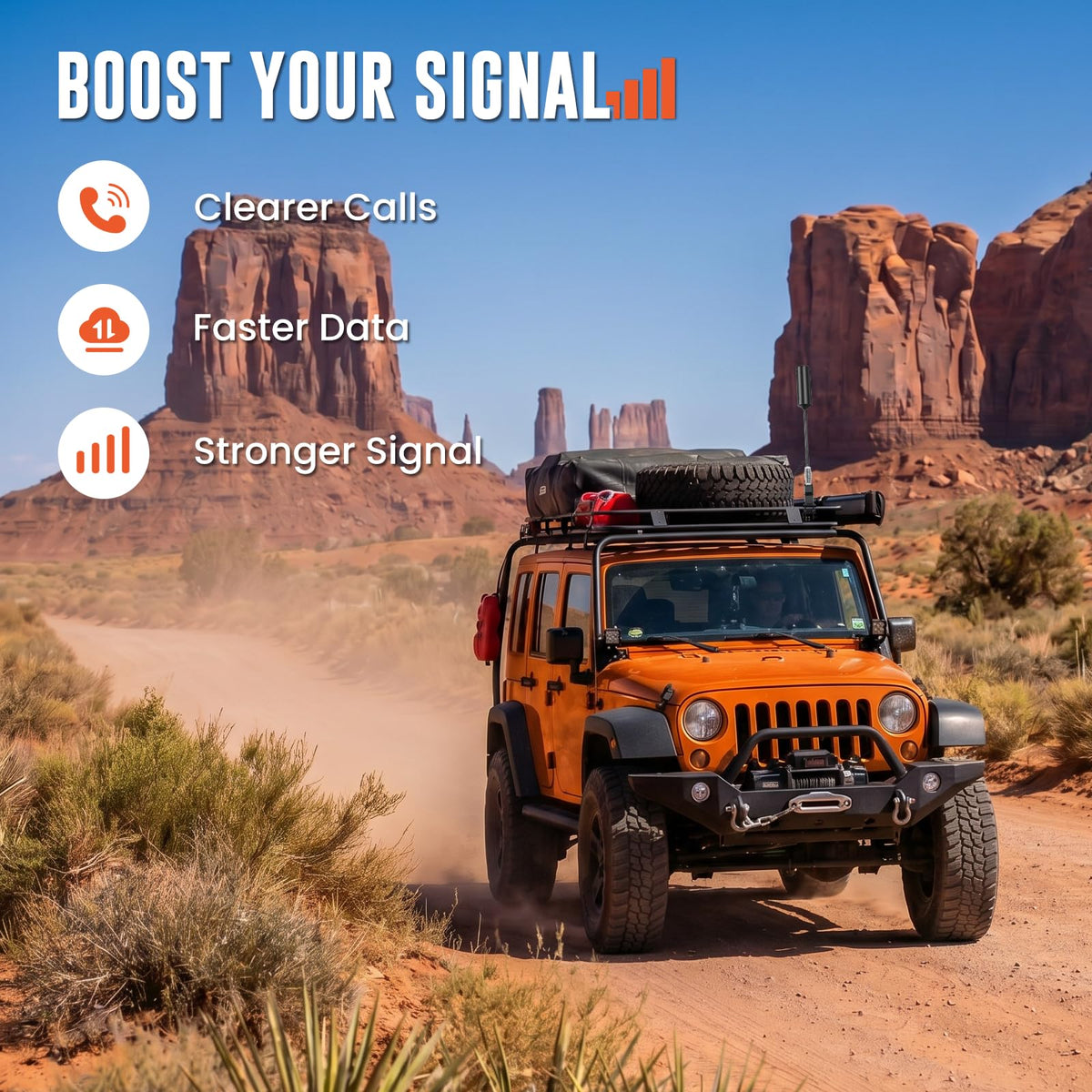 HiBoost Cell Phone Signal Booster for Off Road Vehicles | Boosts 5G & 4G LTE for All Carriers - Verizon, AT&T, T-Mobile & More | FCC Approved