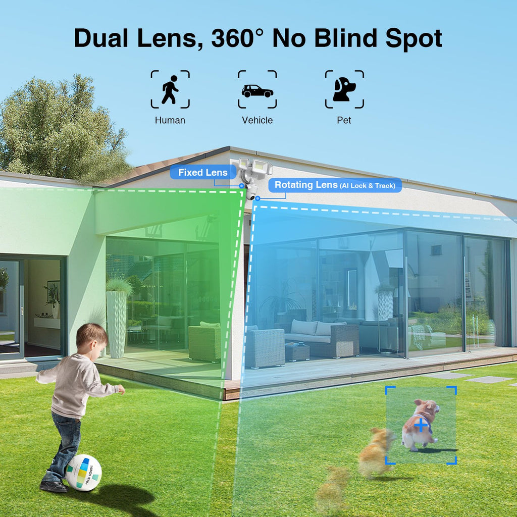 Onforu 360° Dual-Lens Security Floodlight Camera, Auto Tracking, 4MP