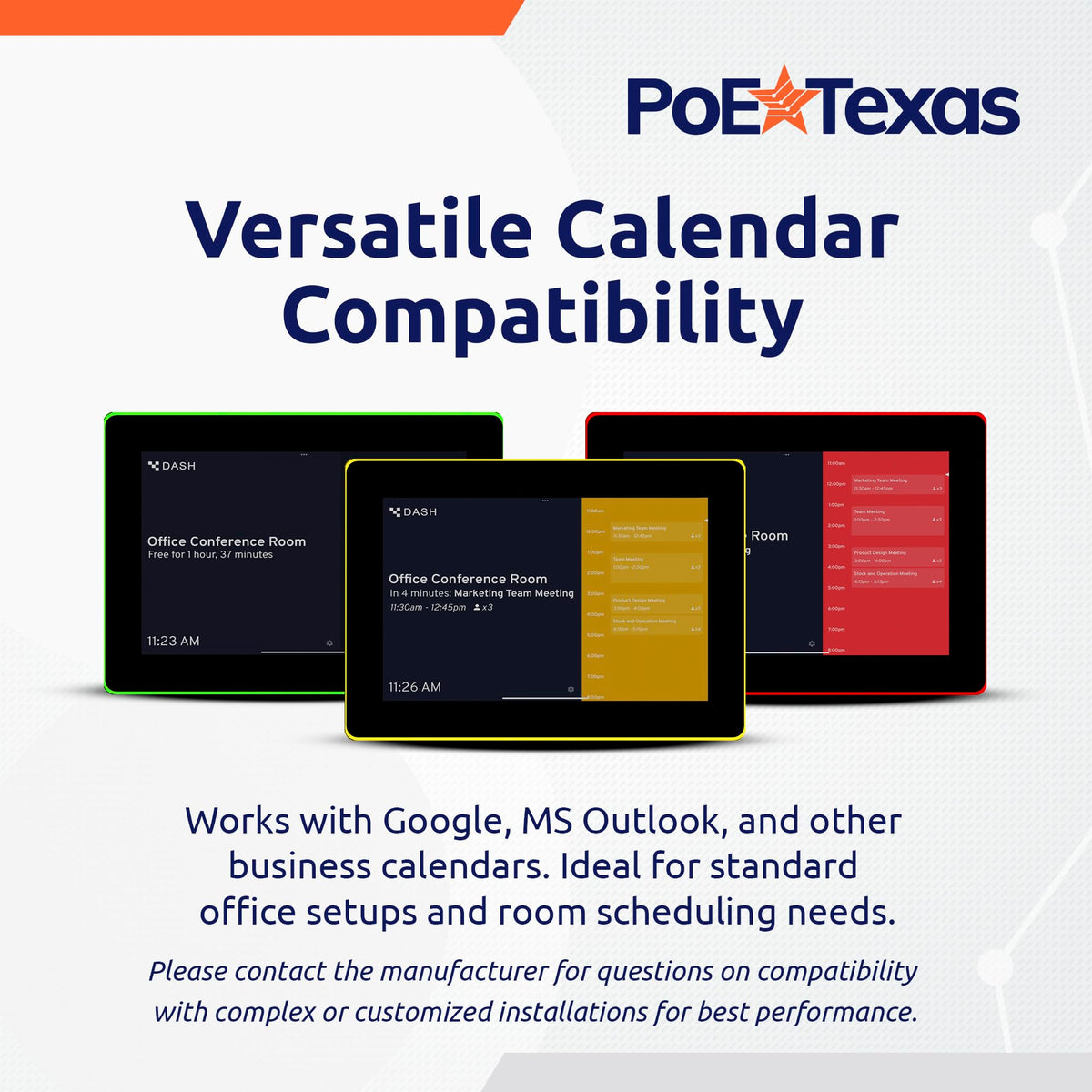PoE Texas 10-Inch PoE Meeting Room Scheduler Tablet with LED Ring