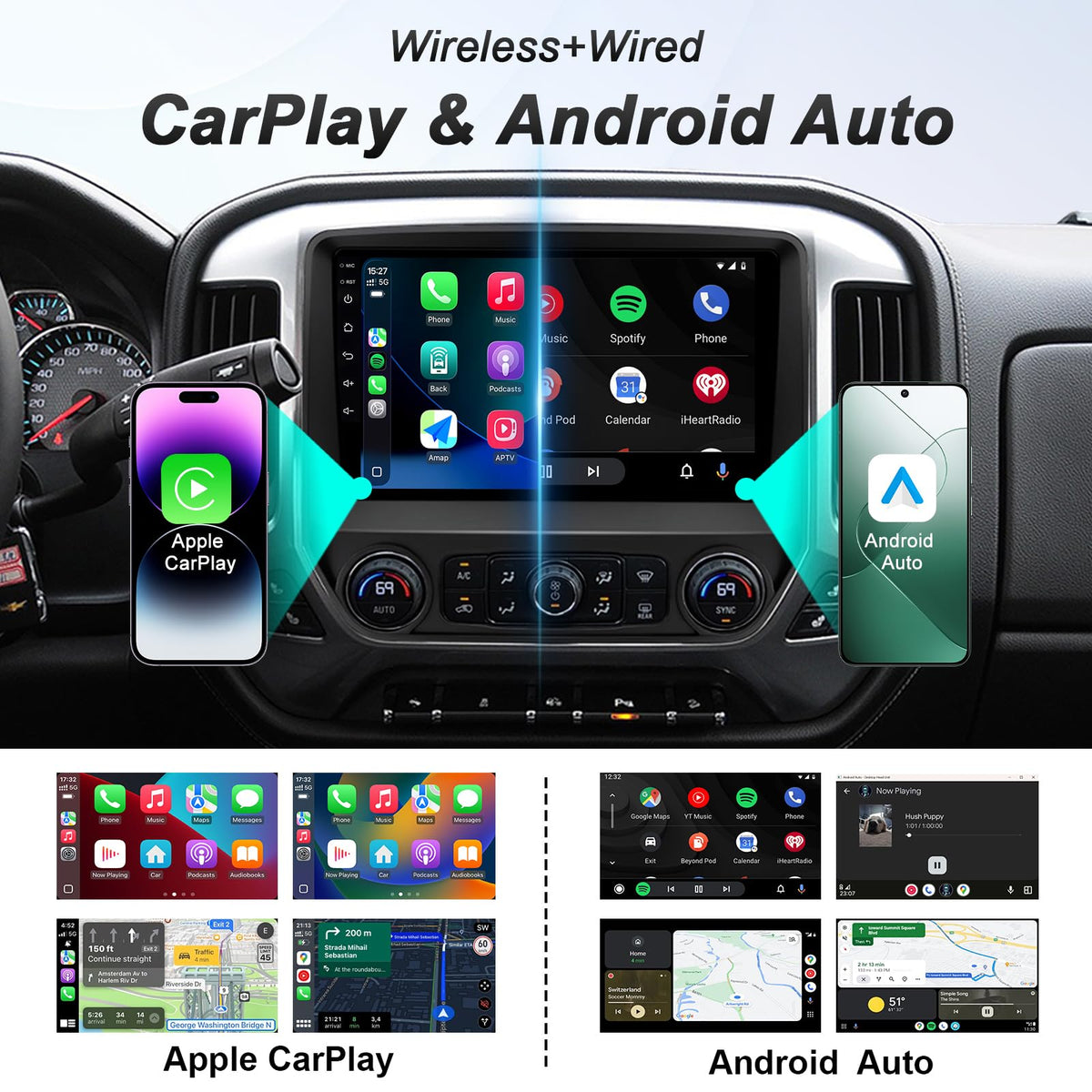 64GB Android 13 Car Radio Stereo for 2014-2018 Chevy Silverado/GMC Sierra