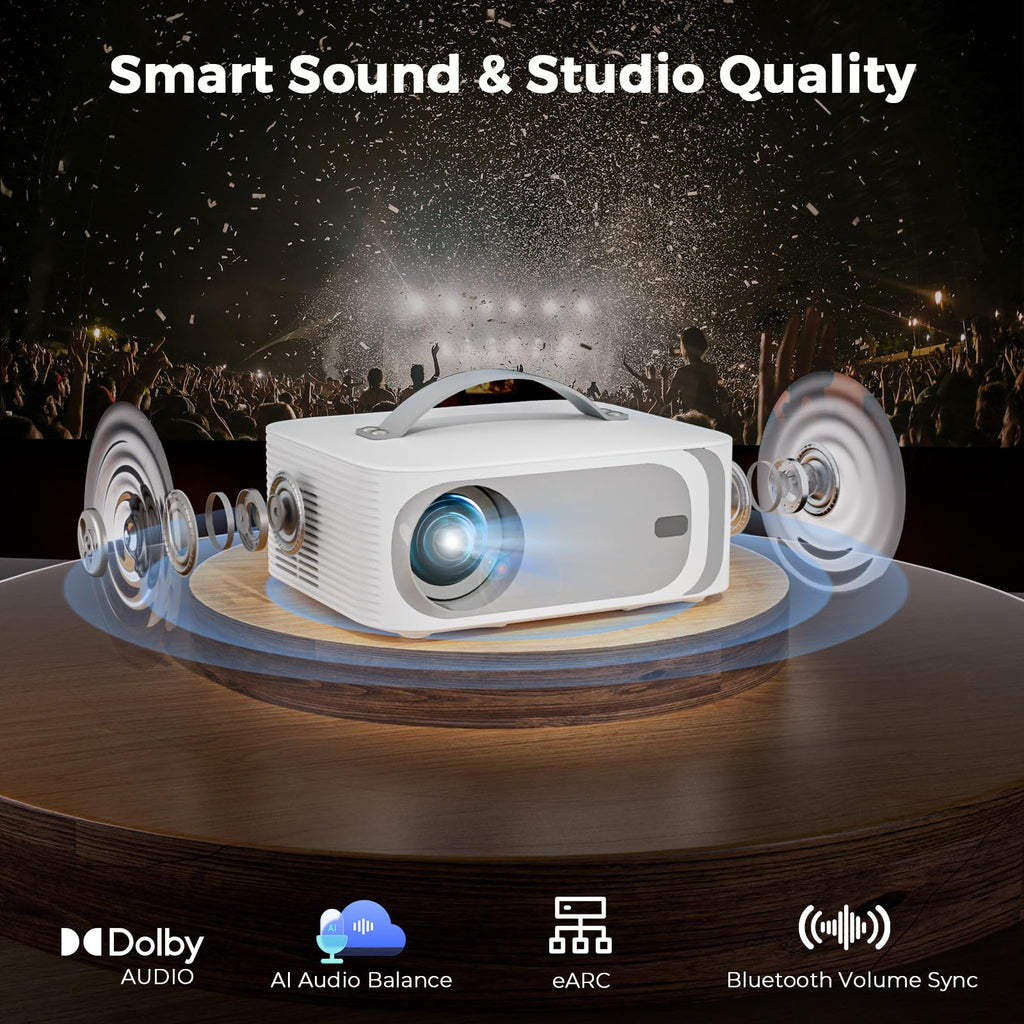 Portable-Outdoor-Projector with WiFi &Bluetooth, 50W Dolby Audio Proyector