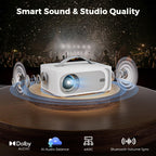 Portable-Outdoor-Projector with WiFi &Bluetooth, 50W Dolby Audio Proyector