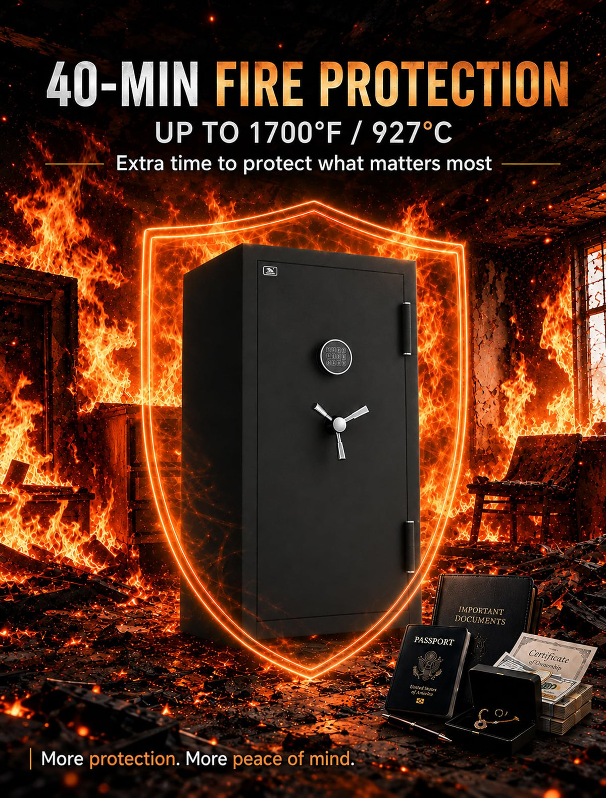 TIGERKING 33.5"H Large Fireproof Safe for Home Office, 5.4 Cu Ft