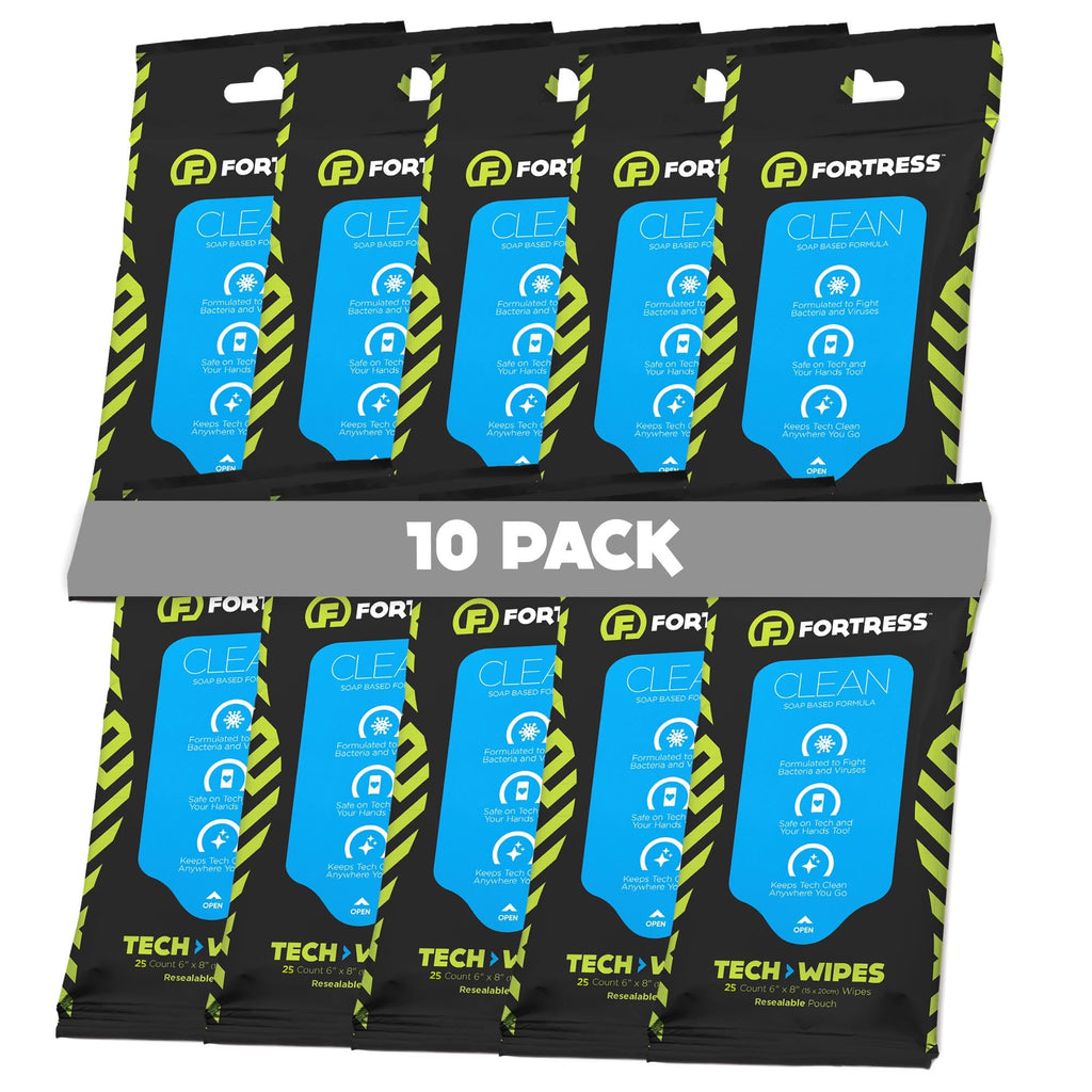 Fortress Electronic Wipes (25 ct, Pack of 72) Screen Cleaner Wipes for Tech