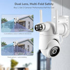 Wireless Security Camera System with 10" Touchscreen Monitor, 2K Dual Lens