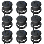 9-Pack 3-inch Desktop Power Grommet,PD20W USB-C,6.5ft Cord,Black