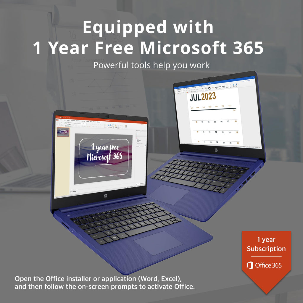 HP Stream 14" HD Laptop for Business, Intel Celeron N4120, 4GB RAM, 224GB Storage (64GB eMMC + 160GB Docking Station Set), Intel UHD Graphics, HD Camera, WiFi, 1 Year Office 365, Win 11, Blue