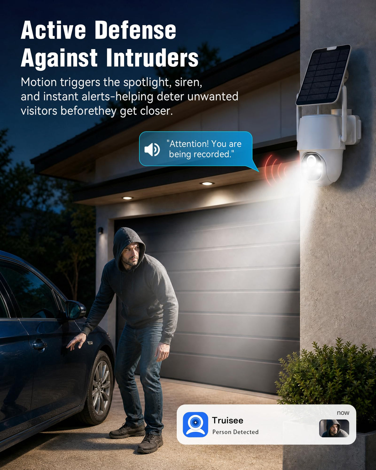 5MP Solar Security Cameras Wireless Outdoor System, 500GB HDD Local Storage, No Subscription, 4-Cam Kit, Up to 10CH, Two-Way Audio, Color Night Vision, 5G/2.4GHz WiFi, TV & Monitor Viewing