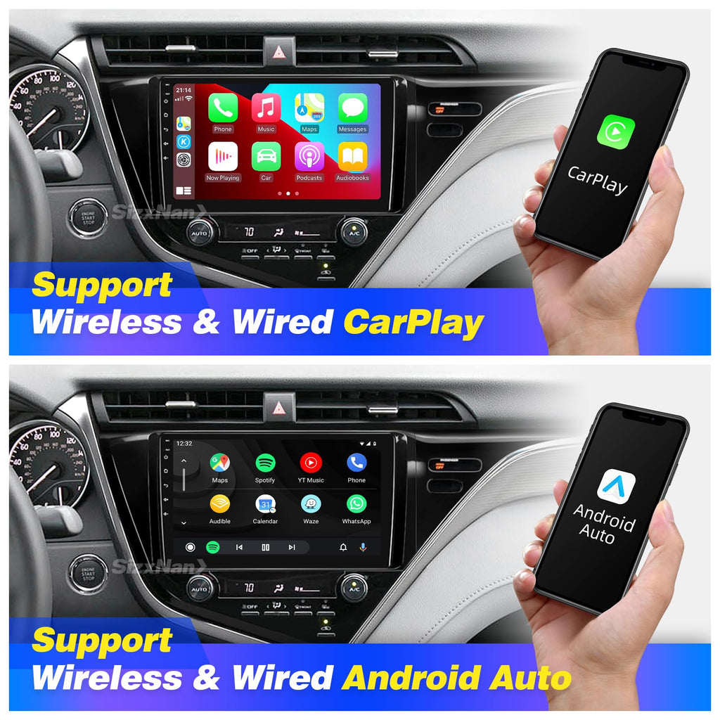 for Toyota Camry 2018 2019 2020 Radio Compatible with Wireless Carplay Android Auto,8-Core 4+64GB Head Unit Car Stereo Bluetooth Navigation GPS WIFI FM AM Multimedia Player Camera TouchScreen
