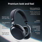 Sennheiser Consumer Audio Momentum 4 Wireless Headphones - Bluetooth Headset for Crystal-Clear Calls with Adaptive Noise Cancellation, 60h Battery Life, Lightweight Folding Design - Black/Copper