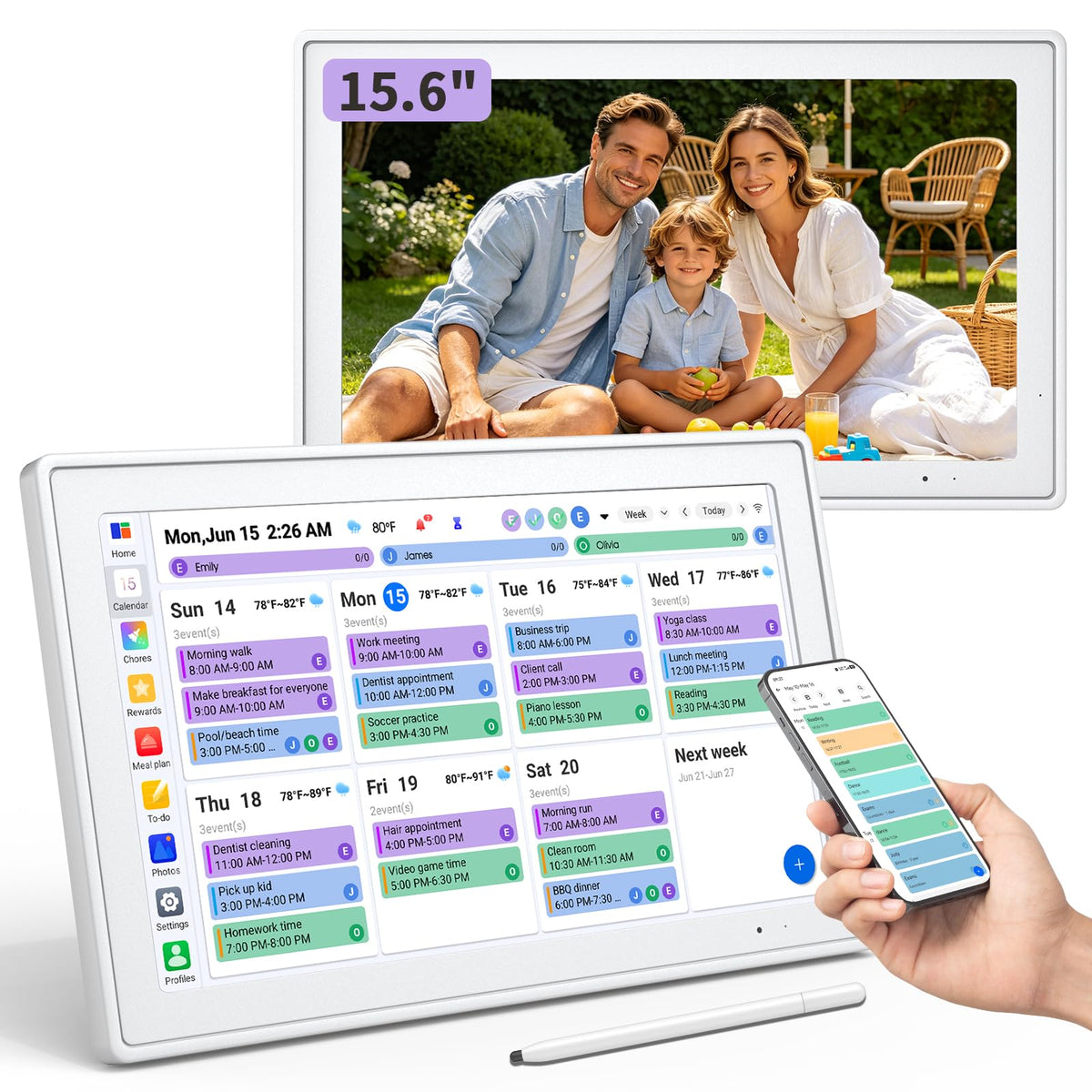 Digital Wall Calendar 15.6" Shared Family Planner Smart Touch Screen