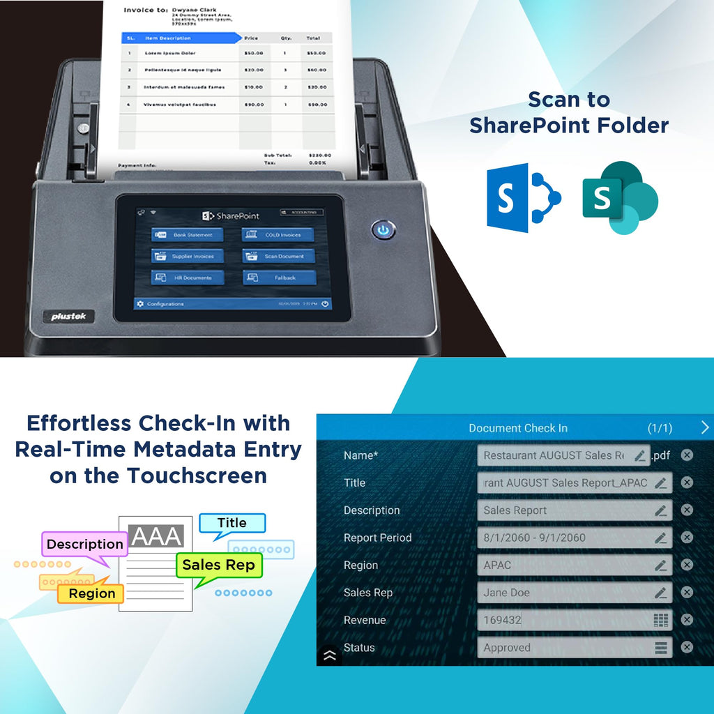 Plustek eScan A450 Pro Network Document Scanner - Direct Scan to SharePoint