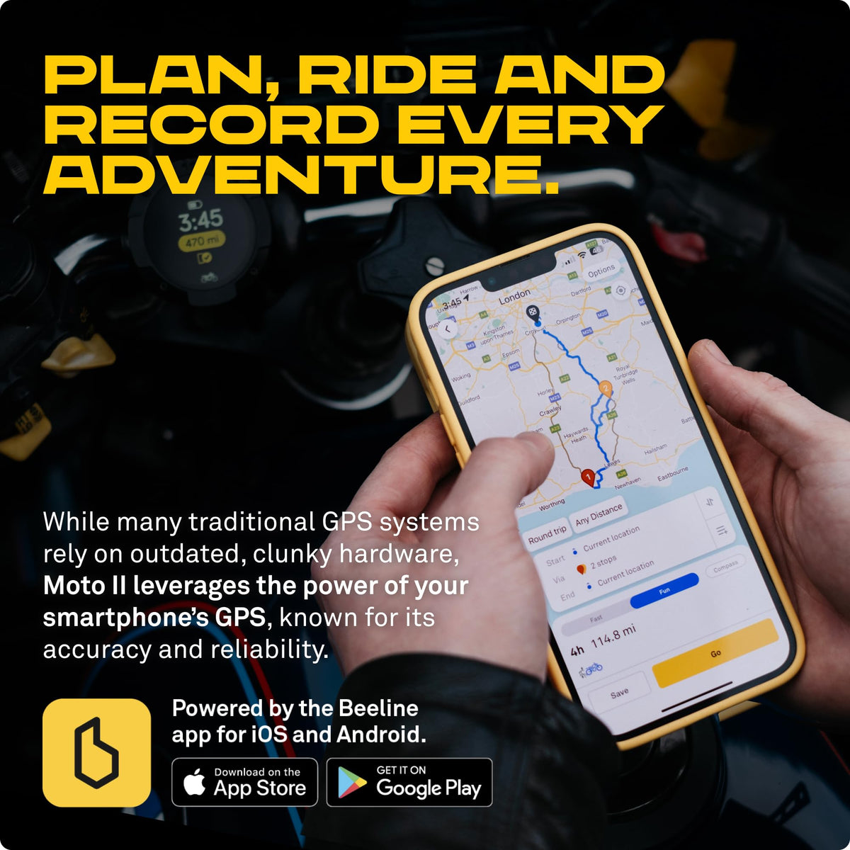 Beeline Moto II Metal Edition Gunmetal - GPS Navigation for Motorcycles