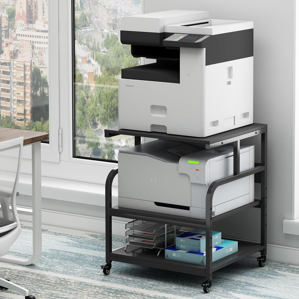 Fannova 25.6"x23.6"x30.9" Extra Large White Printer Stand with Storage