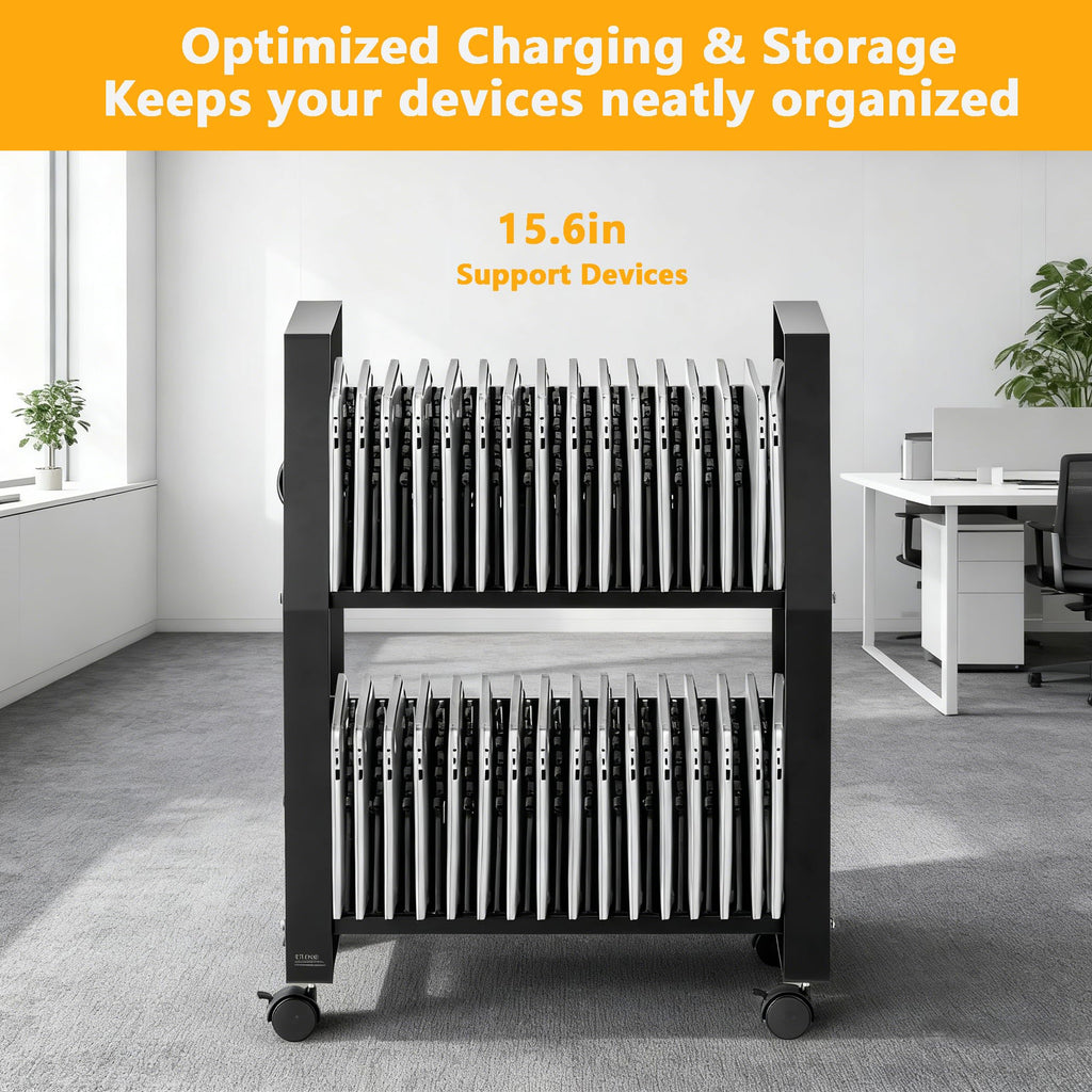 32 Laptop Charging Cart, Charging Station for Tablets Up to 15.6" Devices