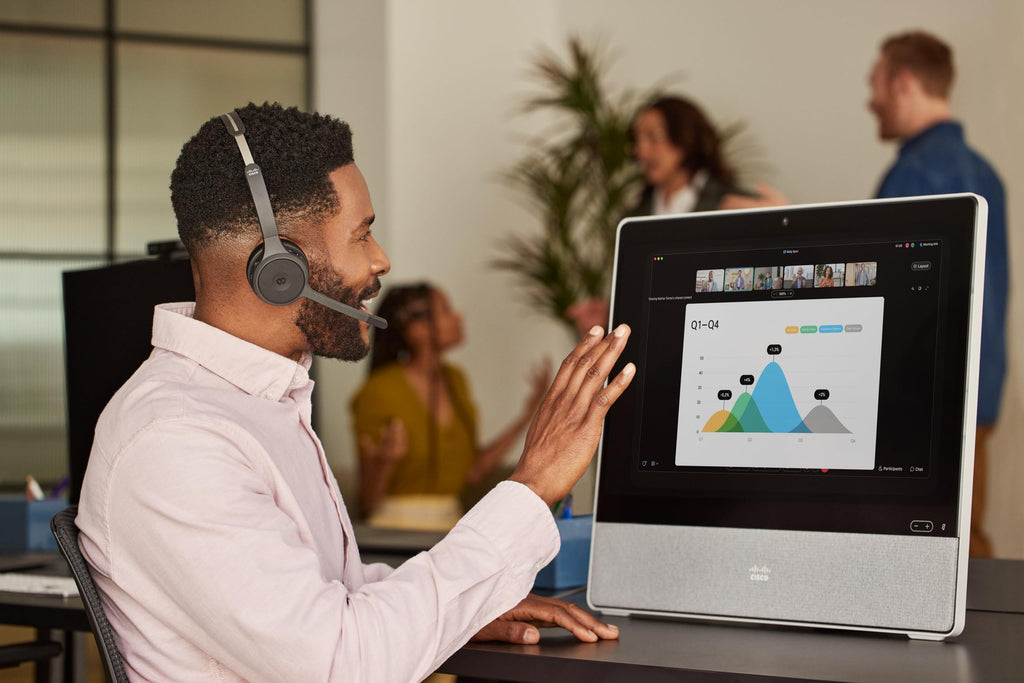 Cisco Headset 722, Wireless Dual On-Ear Bluetooth Headphones, Webex Button, USB-A HD Bluetooth Adapter, Soft Case, Charging Stand, Carbon Black, 2-Year Limited Liability Warranty (HS-WL-722-BUNAS-C)