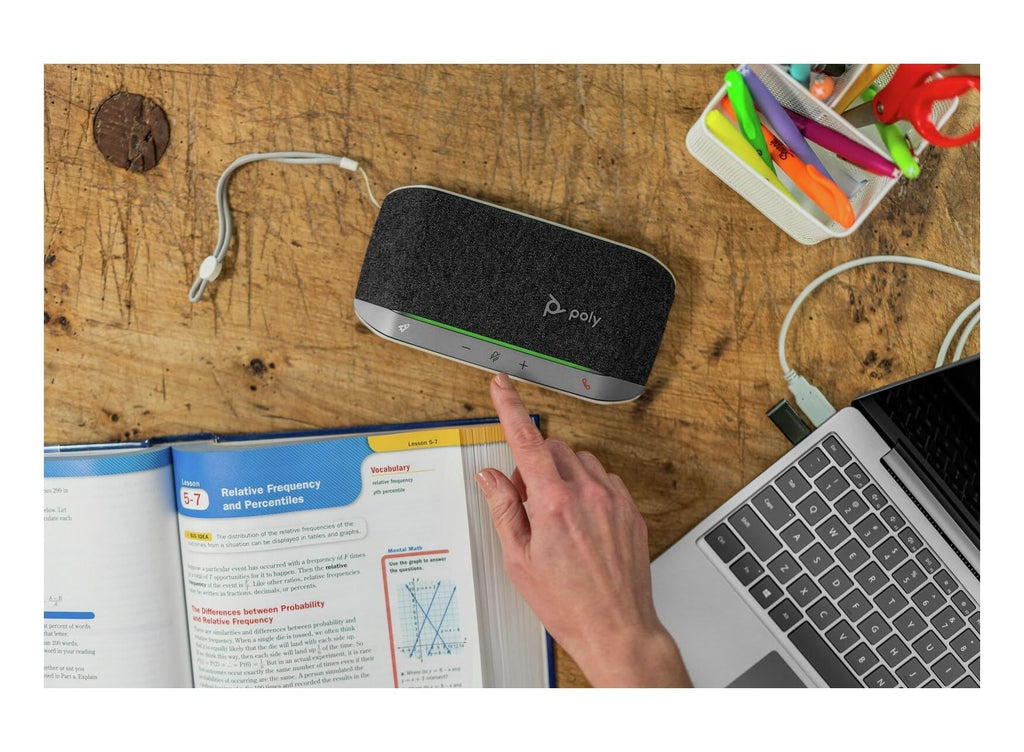 Poly - Sync 20+ Bluetooth Speakerphone (Plantronics) - Personal Portable Speakerphone - USB-C Bluetooth Adapter - Connect to Your PC/Mac/Cell Phone - Works with Teams (Certified), Zoom & More