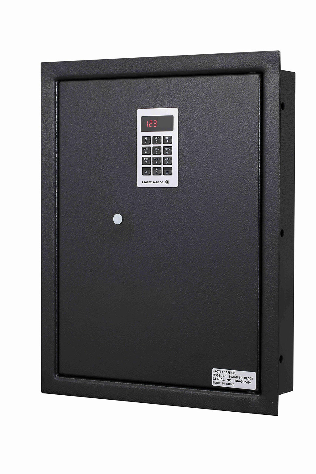 ProtexSafe Electronic Keypad Wall Safe (PWS-1814E)-Black, Burglary Resistant wall safe, digital electronic locking system, velvet interior, automatic door opening, 2 Removable shelves