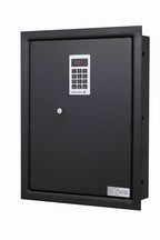 ProtexSafe Electronic Keypad Wall Safe (PWS-1814E)-Black, Burglary Resistant wall safe, digital electronic locking system, velvet interior, automatic door opening, 2 Removable shelves