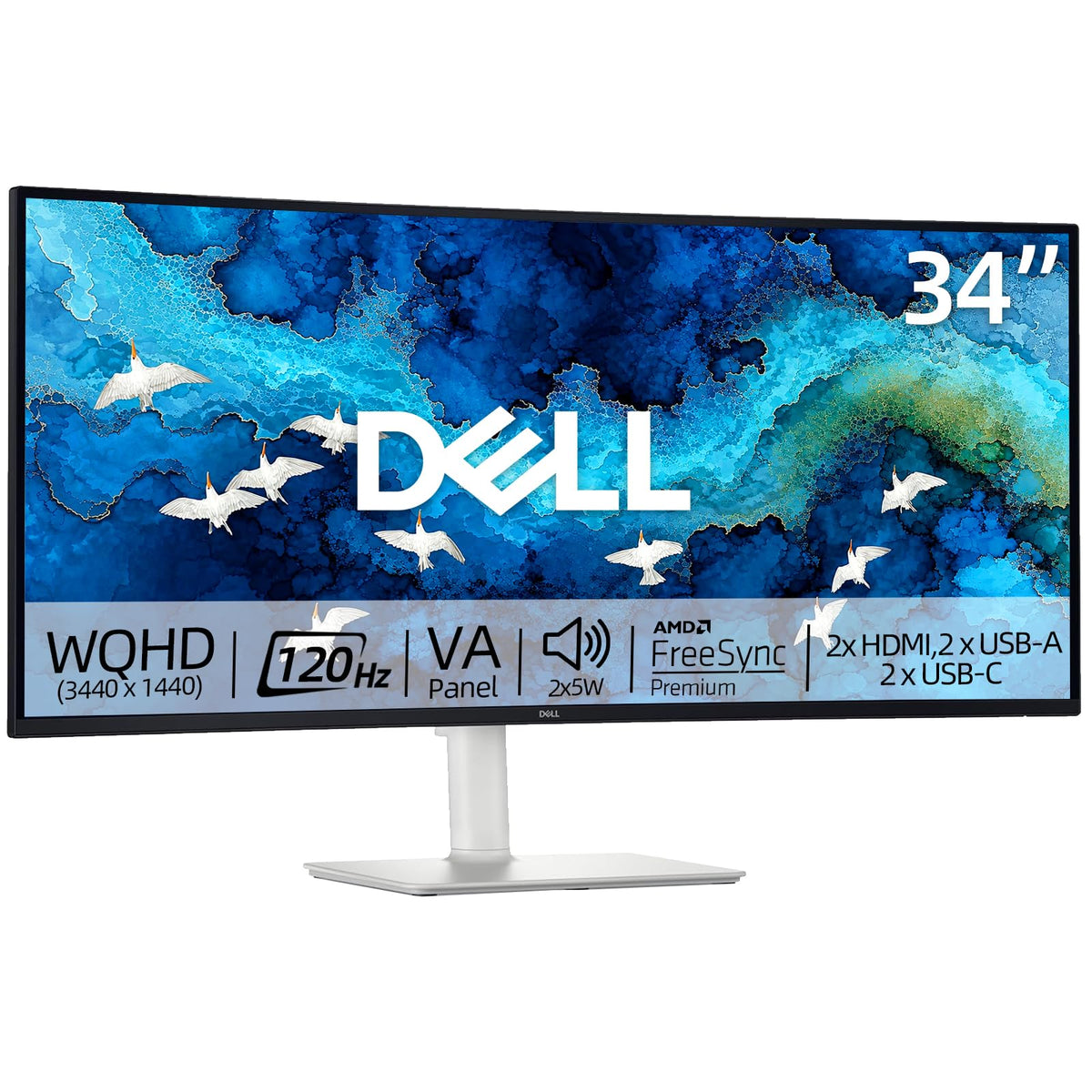 Dell 24 inch Monitor, FHD (1920 x 1080), IPS Display, 144Hz Refresh Rate, AMD FreeSync, 1ms MPRT, Anti-Glare Screen, for Home Office & Gaming, 2 X HDMI 1.4, Ultra-Thin Bezel, VESA, Tilt Adjustable