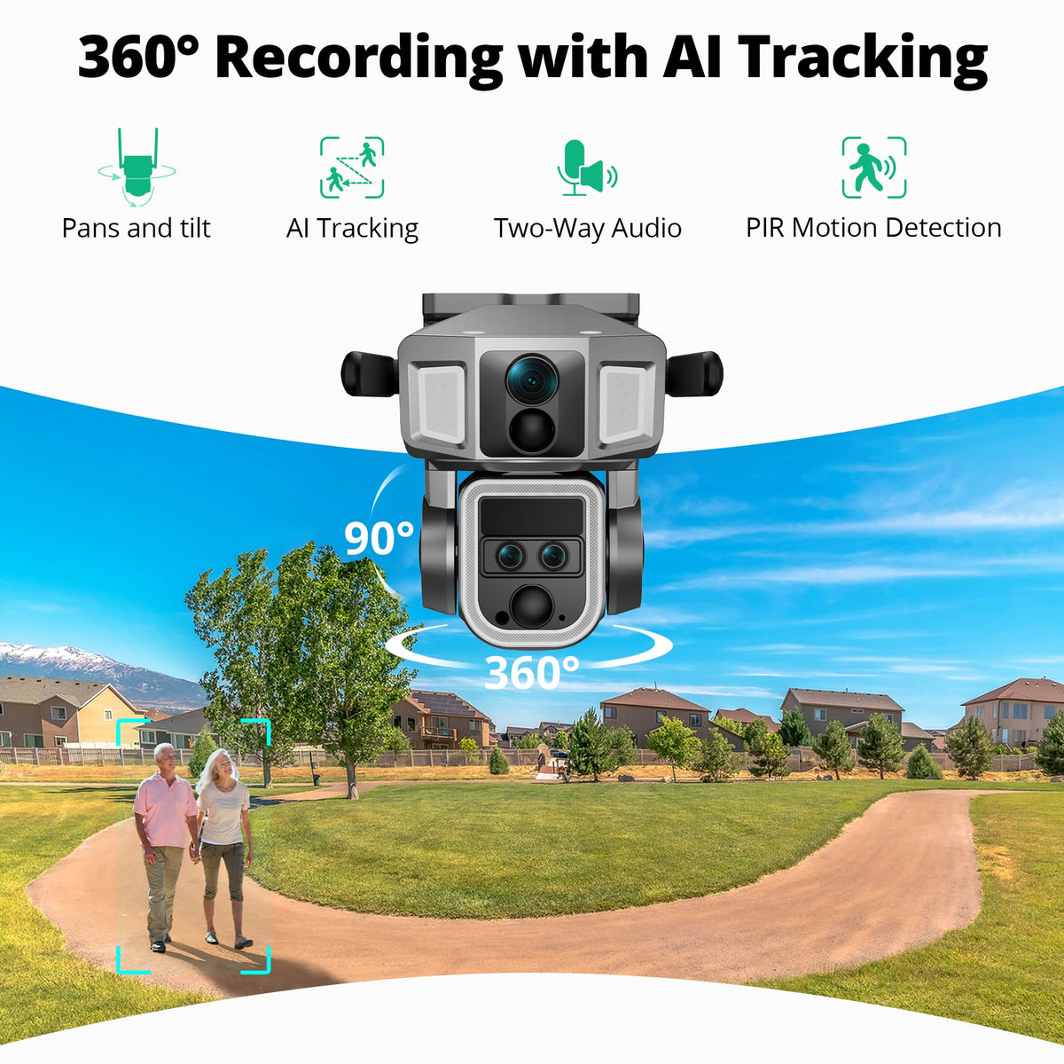 Dragon Touch 4G LTE Cellular Security Camera Outdoor, 4K Wireless Solar Bullet-PTZ Cam, 3 Lens, 10x Optical Zoom, 4G or WiFi 2 Mode, 360° PTZ AI Tracking, SIM Card and 64GB SD Card Included