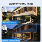 SV3C 4K 8MP PoE PTZ Security Camera Outdoor, 36X Zoom, 360° Auto Tracking