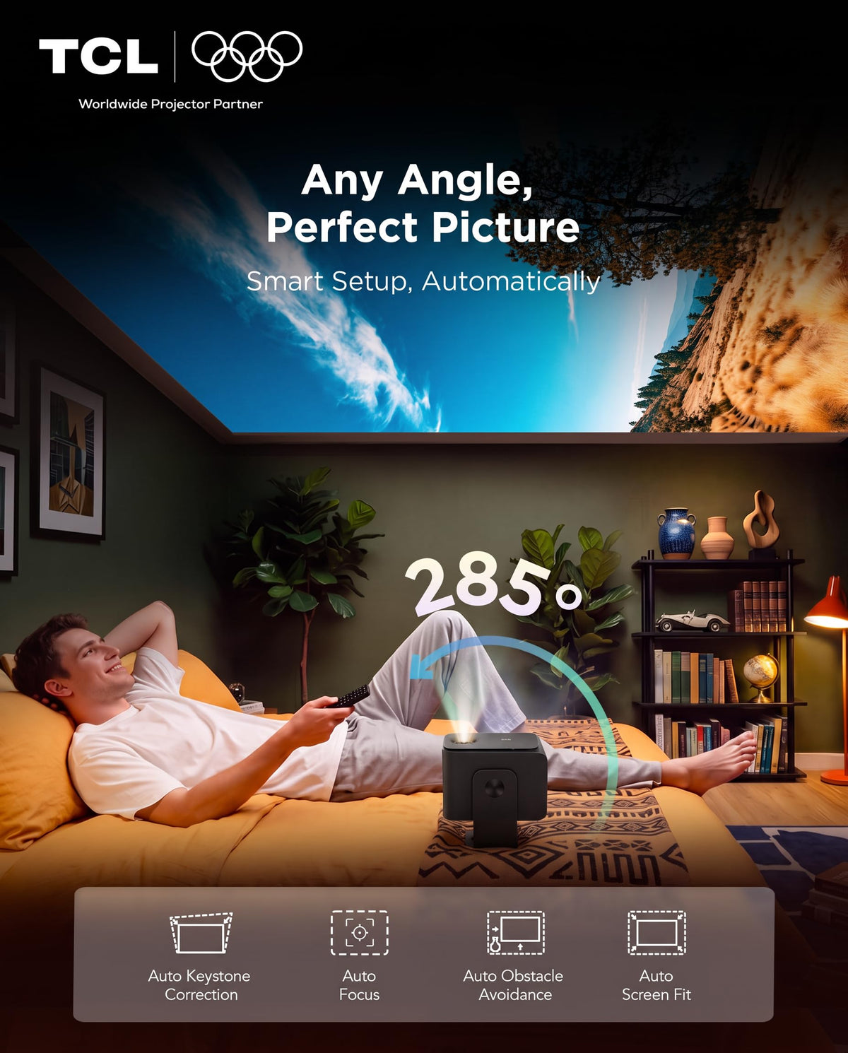 TCL C2R Smart Projector, TV-Grade 1080p Picture, Roku TV Built In
