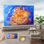 5G WiFi Bluetooth Native 1080 Projector, Full HD Movie Projector, 300" Display Support 4k Home Theater, Compatible with iOS/Android/XBox/PS4/TV Stick/HDMI/USB (White)